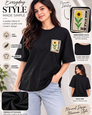 Divra Clothing Women Embroidered Round Neck T-Shirt — Black — Thumbnail 6