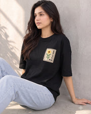 Divra Clothing Women Embroidered Round Neck T-Shirt — Black — Thumbnail 5