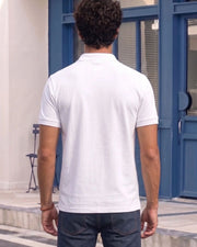 Men's All-Over Printed Polo Collar T-Shirt — White — Thumbnail 3