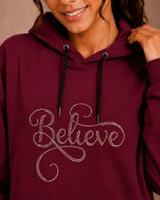 Women Printed Hooded Sweatshirt — Burgundy — Thumbnail 4