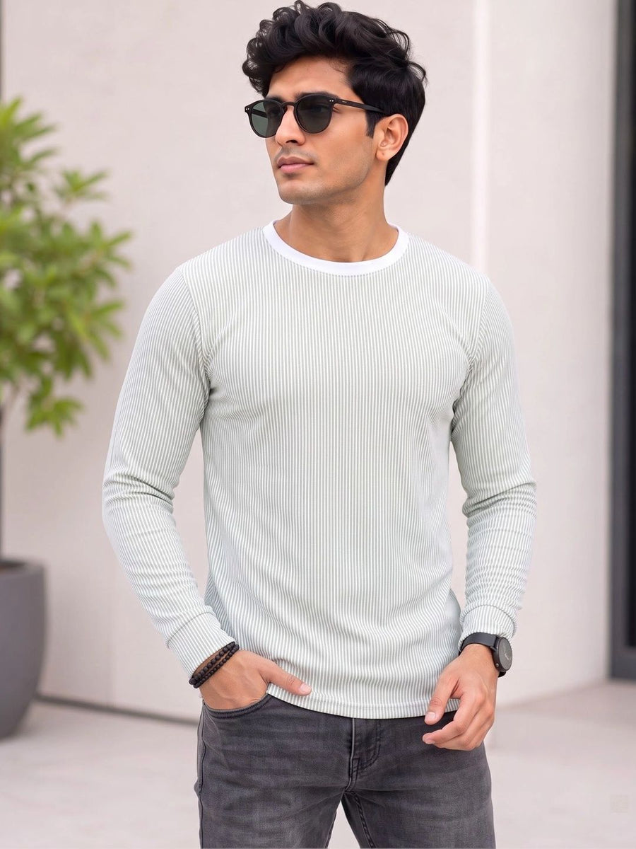 Men's Striped T-Shirt — Green — Tshirt Factory India Direct Manufacturer Surat
