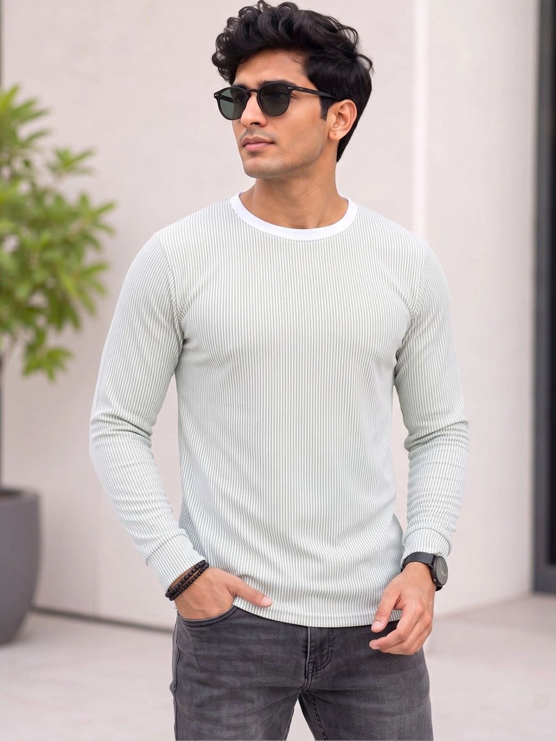 Men's Striped T-Shirt — Green — Quality Craftsmanship Anatomy