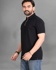 Men's Polo Collar Pockets T-Shirt — Black — Thumbnail 3