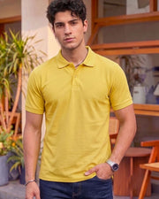 Men's All-Over Printed Polo Collar T-Shirt — Yellow — Thumbnail 1