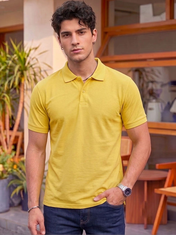 Men's All-Over Printed Polo Collar T-Shirt — Yellow — Tshirt Factory India Direct Wholesale Manufacturer