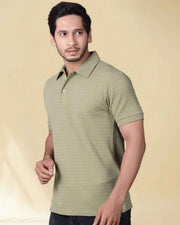 Men Polo Collar T-shirt — Olive — Thumbnail 3
