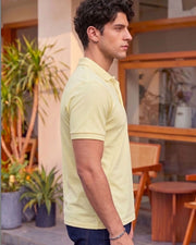Men's All-Over Printed Polo Collar T-Shirt — Yellow — Thumbnail 6