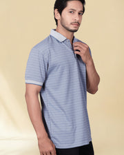 Men's All-Over Printed Regular Fit Polo T-Shirt — Sky Blue — Thumbnail 3