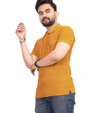 Men's Brand Logo Polo Collar T-Shirt — Mustard — Thumbnail 6