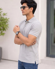 Men's Polo Collar T-Shirt — Grey — Thumbnail 2