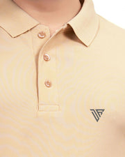 Men's Brand Logo Polo Collar T-Shirt — Beige — Thumbnail 3