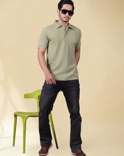 Men Polo Collar T-shirt — Olive — Thumbnail 7