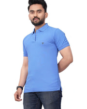 Men's Polo Collar T-Shirt — Blue — Thumbnail 3