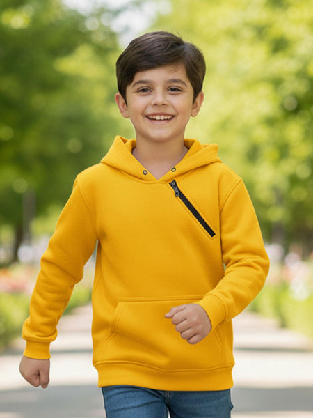 Kids Unisex Solid Hooded Sweatshirt — Yellow — Tshirt Factory India Direct Wholesale Manufacturer
