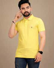 Men's Polo Collar T-Shirt — Lemon Yellow — Thumbnail 1