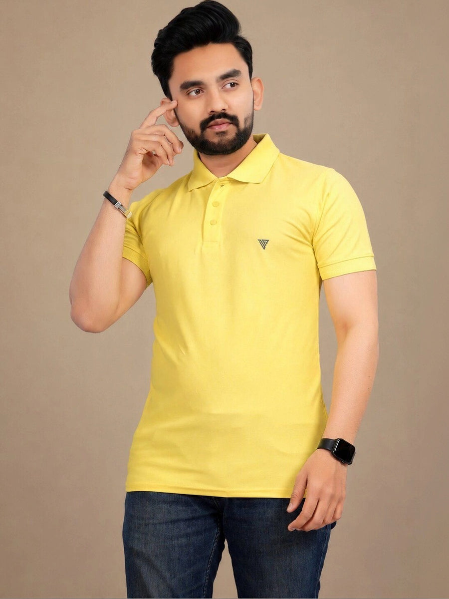 Men's Polo Collar T-Shirt — Lemon Yellow — Custom Print Studio