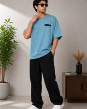 Men's Pure Cotton Pocket T-Shirt — Turquoise Blue — Thumbnail 3