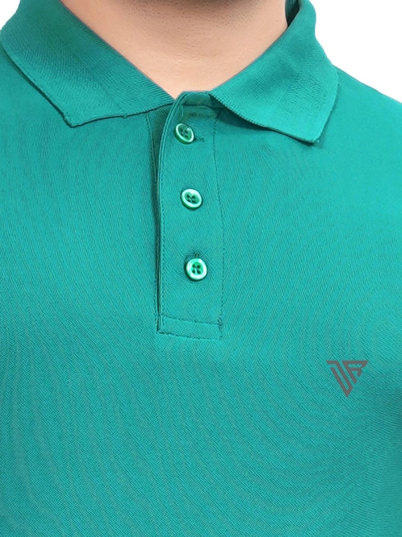 Men's Polo Collar T-Shirt — Teal — Quality Craftsmanship Anatomy