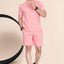 Men's Cotton Printed Night Suit Set of Top & Shorts — Peach