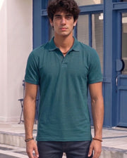 Men's All-Over Printed Polo Collar T-Shirt — Teal — Thumbnail 1