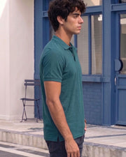 Men's All-Over Printed Polo Collar T-Shirt — Teal — Thumbnail 6