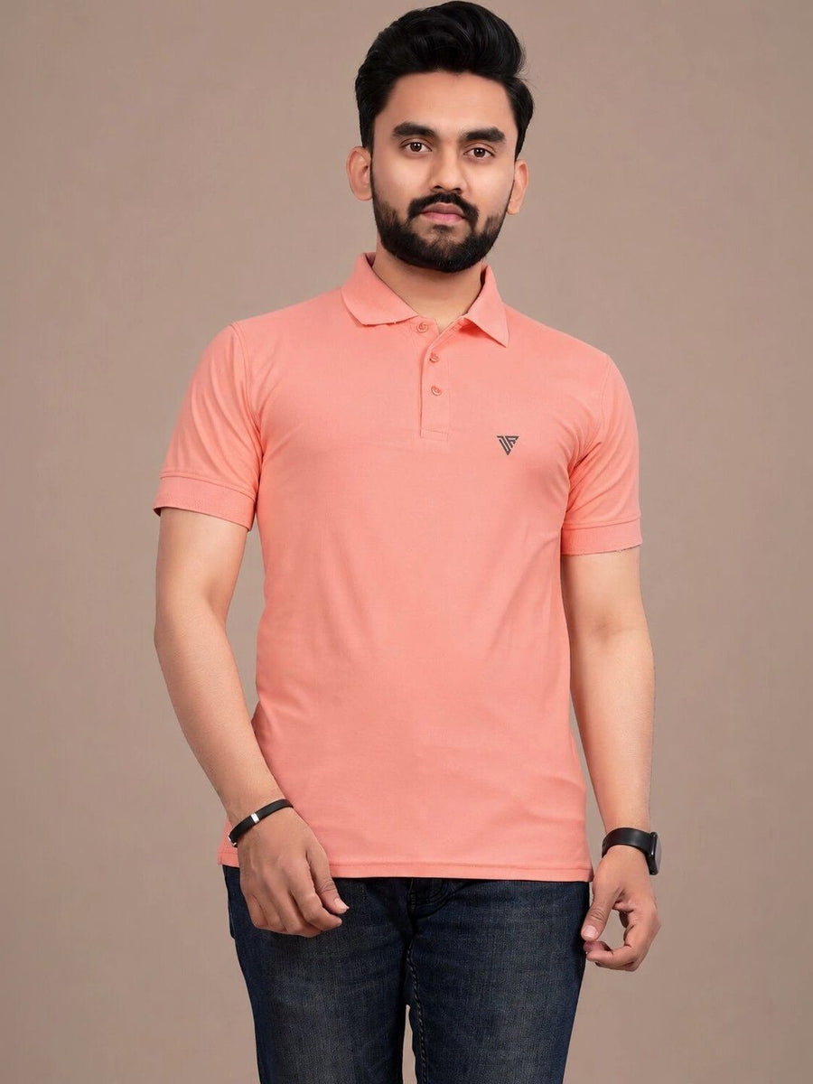 Men's Polo Collar T-Shirt — Peach — Tshirt Factory India Direct Manufacturer Surat