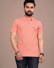 Men's Polo Collar T-Shirt — Peach — Thumbnail 4