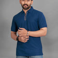 Men's Polo Collar Pockets T-Shirt — Navy Blue