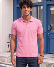Men's All-Over Printed Polo Collar T-Shirt — Pink — Thumbnail 5