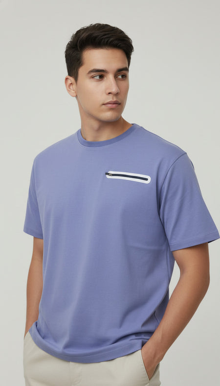 Men's Luxury Textured Waffle Self-Design Oversized T-Shirt — Pastel Lavender Purple — Tshirt Factory India Direct Wholesale Manufacturer