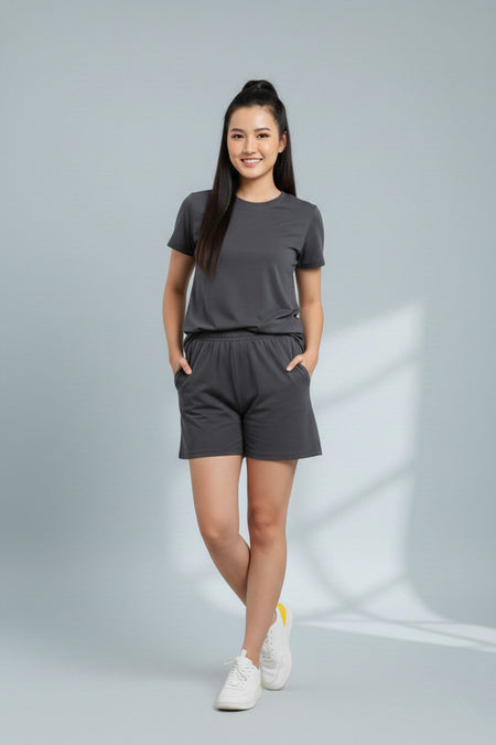 Women's Printed Cotton Top & Shorts Set - Grey — Tshirt Factory India Direct Wholesale Manufacturer
