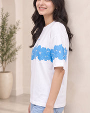Divra Clothing Women Floral Print Round Neck T-Shirt — White — Thumbnail 4