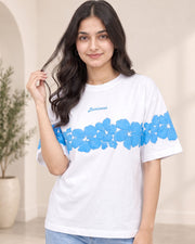 Divra Clothing Women Floral Print Round Neck T-Shirt — White — Thumbnail 6