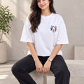 Divra Clothing Women Embroidered Round Neck T-Shirt — White