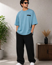 Men's Pure Cotton Pocket T-Shirt — Turquoise Blue — Thumbnail 4