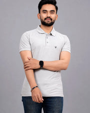 Men's Polo Collar T-Shirt — Grey — Thumbnail 1
