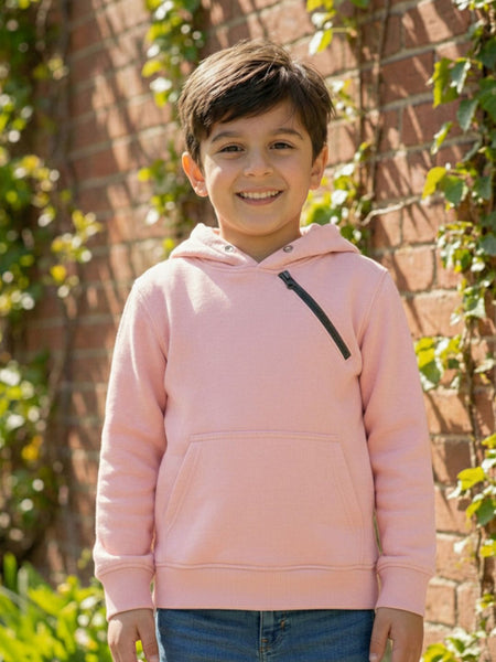 Kids Unisex Solid Hooded Sweatshirt — Pink — Tshirt Factory India Direct Wholesale Manufacturer