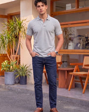 Men's All-Over Printed Polo Collar T-Shirt — Grey — Thumbnail 5