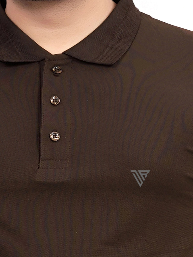 Men's Polo Collar T-Shirt — Coffee Brown — Quality Craftsmanship Anatomy