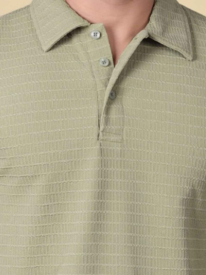 Men Polo Collar T-shirt — Olive — Quality Craftsmanship Anatomy