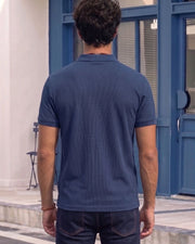 Men's All-Over Printed Polo Collar T-Shirt — Turquoise Blue — Thumbnail 5