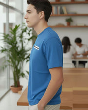 Men Organic Cotton Blend Pockets T-shirt — Blue — Thumbnail 4