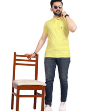 Men's Polo Collar T-Shirt — Lemon Yellow — Thumbnail 4