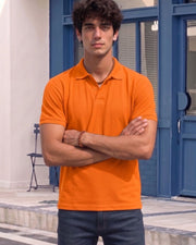 Men's All-Over Printed Polo Collar T-Shirt — Orange — Thumbnail 1
