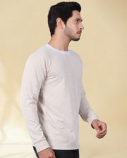 Men Round Neck Full Sleeve Striped T-shirt — Brown — Thumbnail 3
