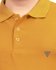 Men's Brand Logo Polo Collar T-Shirt — Mustard — Thumbnail 3