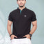 Men's Brand Logo Mandarin Collar T-Shirt — Black