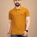 Men's Brand Logo Polo Collar T-Shirt — Mustard