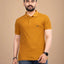 Men's Brand Logo Polo Collar T-Shirt — Mustard