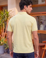 Men's All-Over Printed Polo Collar T-Shirt — Yellow — Thumbnail 3